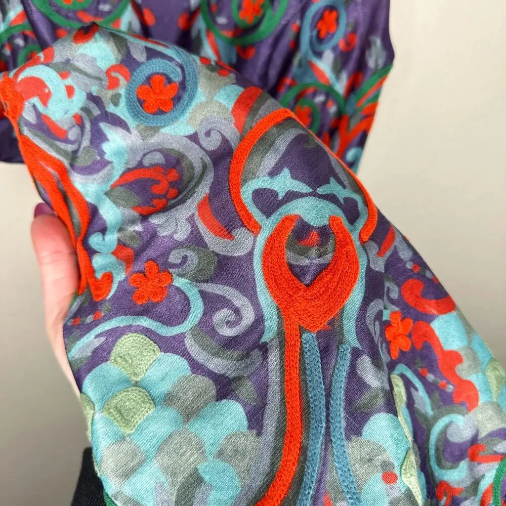 Anthropologie Pankaj & Nidhi Octave Floral Embroidered Applique Mini Dress 0 - Picture 7 of 15